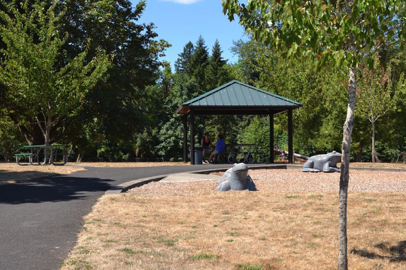 Covered picnic bench near the playground